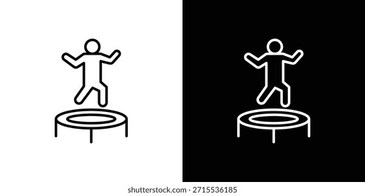 Trampolinsymbol im Liniendesign. Bearbeitbare Strichsymbole.