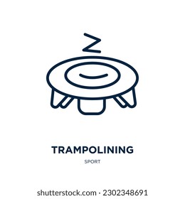 trampolining icon from sport collection. Thin linear trampolining, sport, park outline icon isolated on white background. Line vector trampolining sign, symbol for web and mobile