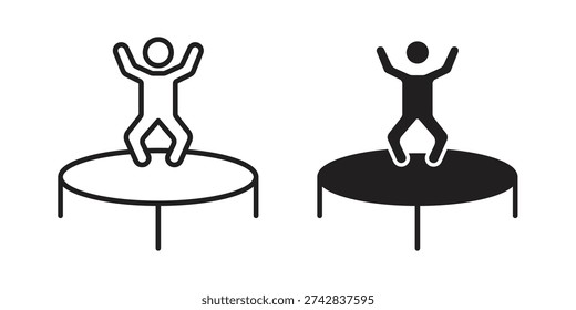 Trampolining icon symbols. app and web UI solid and line icon, EPS10