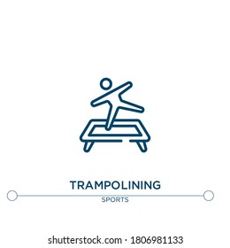 trampolining outline vector icon. simple element illustration. trampolining outline icon from sport concept. can be used for web and mobile
