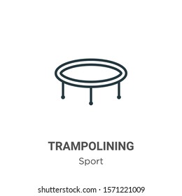 Trampolining outline vector icon. Thin line black trampolining icon, flat vector simple element illustration from editable sport concept isolated on white background