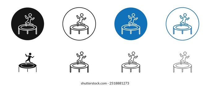 Trampolining vector icon in black and blue colors