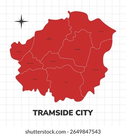 Tramside City map illustration. Map of the City in England