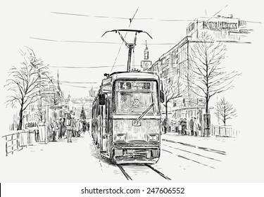 tramway in a big city