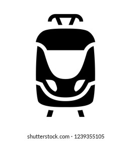 Tramway. Black icon isolated on white background, flat style