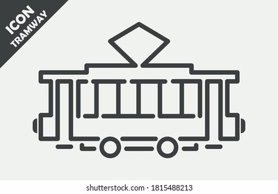 Icono en blanco y negro de la vía de tránsito en un estilo lineal. Vista lateral. Ilustración vectorial.