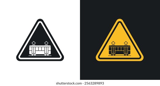 Tramway caution traffic sign pack for app and website ui designs.
