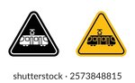 Tramway caution traffic sign vector in filled and 3 stroke weights