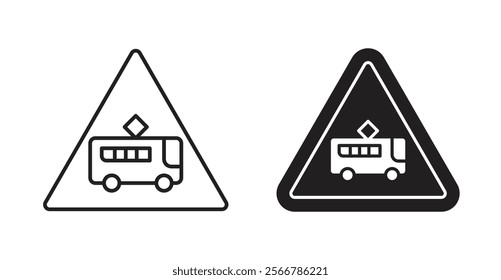 Tramway caution traffic signs vector illustration pack