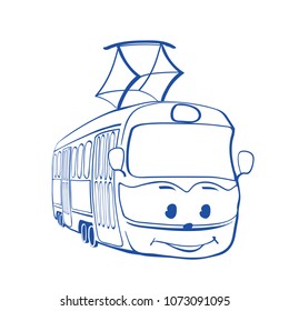 Tramway drawing, smiley tramway cartoon