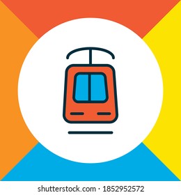 Tramway icon colored line symbol. Premium quality isolated streetcar element in trendy style.