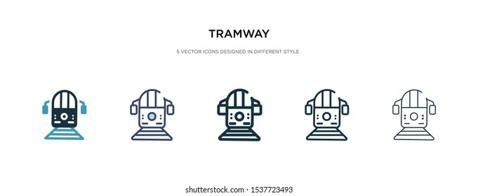 tramway icon in different style vector illustration. two colored and black tramway vector icons designed in filled, outline, line and stroke style can be used for web, mobile, ui