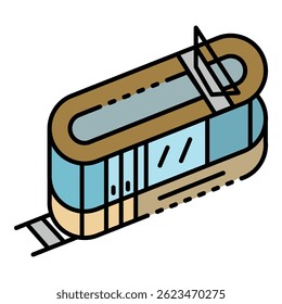Tramway icon. Outline tramway vector icon color flat isolated