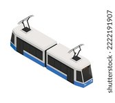 Tramway isometric icon on white background 3d vector illustration