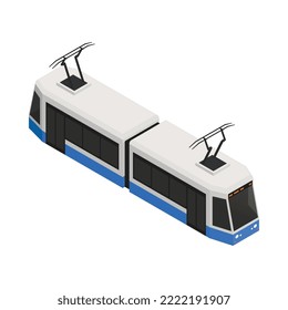 Tramway isometric icon on white background 3d vector illustration
