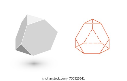 trancahed tetrahedron is a geometric figure. Hipster Fashion minimalist design. Film solid bodies. trancahed tetrahedron flat design vector illustration, fine art line. Vector illustration.