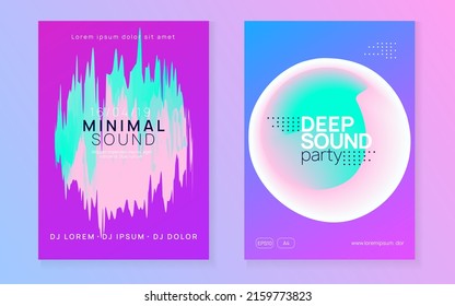 Trance Banner. Cool Glitch For Presentation. Neon And Exhibition Design. Fun Music Flyer. Futuristic Pattern For Invitation Concept. Purple And Turquoise Trance Banner