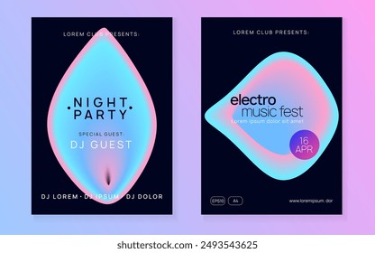 Trance Banner. Wavy Art For Set. Indie Sound Flyer. Graphic Pattern For Cover Design. Club And Exhibition Vector. Pink And Blue Trance Banner