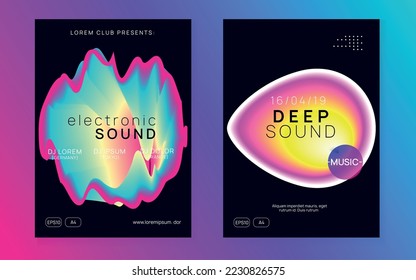 Trance Event. Bright Glitch For Set. Electronic And Exhibition Concept. Gradient Pattern For Cover Shape. Cool Electro Party. Black And Pink Trance Event