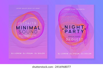 Trance event. Commercial discotheque banner set. Dynamic gradient shape and line. Neon trance event flyer. Techno dj party. Electro dance music. Electronic sound. Club fest poster. 