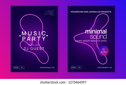 Trance event. Creative show magazine set. Dynamic gradient shape and line. Neon trance event flyer. Techno dj party. Electro dance music. Electronic sound. Club fest poster. 