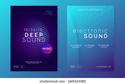 Trance event. Dynamic fluid shape and line. Creative show brochure set. Neon trance event flyer. Techno dj party. Electro dance music. Electronic sound. Club fest poster.