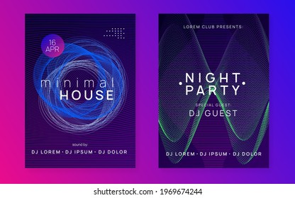 Trance event. Dynamic fluid shape and line. Commercial concert banner set. Neon trance event flyer. Techno dj party. Electro dance music. Electronic sound. Club fest poster. 