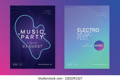 Trance event. Dynamic fluid shape and line. Modern show magazine set. Neon trance event flyer. Techno dj party. Electro dance music. Electronic sound. Club fest poster. 