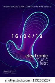 Trance event. Dynamic gradient shape and line. Trendy discotheque invitation layout. Neon trance event flyer. Techno dj party. Electro dance music. Electronic sound. Club fest poster. 