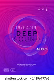 Trance event. Dynamic gradient shape and line. Minimal discotheque invitation template. Neon trance event flyer. Techno dj party. Electro dance music. Electronic sound. Club fest poster. 