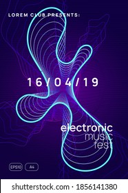 Trance event. Dynamic gradient shape and line. Minimal show banner concept. Neon trance event flyer. Techno dj party. Electro dance music. Electronic sound. Club fest poster.
