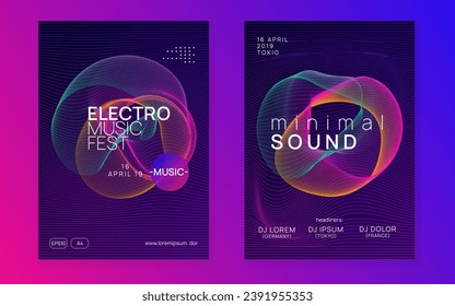 Trance event. Dynamic gradient shape and line. Digital show banner set. Neon trance event flyer. Techno dj party. Electro dance music. Electronic sound. Club fest poster. 