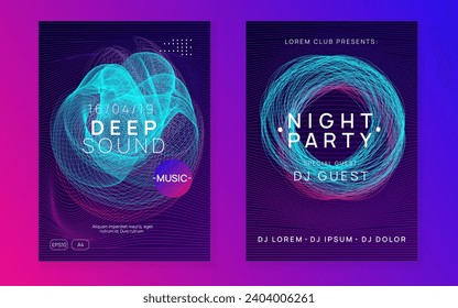 Trance event. Dynamic gradient shape and line. Commercial concert cover set. Neon trance event flyer. Techno dj party. Electro dance music. Electronic sound. Club fest poster. 