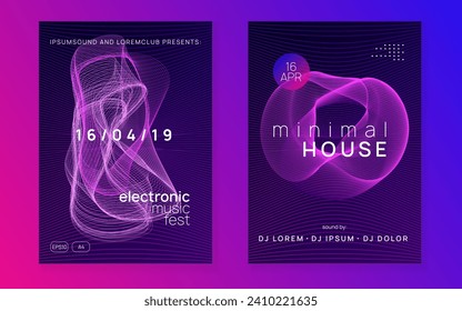 Trance event. Dynamic gradient shape and line. Commercial concert magazine set. Neon trance event flyer. Techno dj party. Electro dance music. Electronic sound. Club fest poster. 