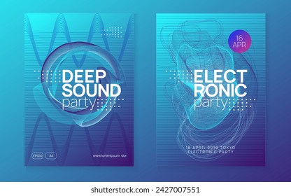 Trance event. Dynamic gradient shape and line. Minimal concert invitation set. Neon trance event flyer. Techno dj party. Electro dance music. Electronic sound. Club fest poster. 