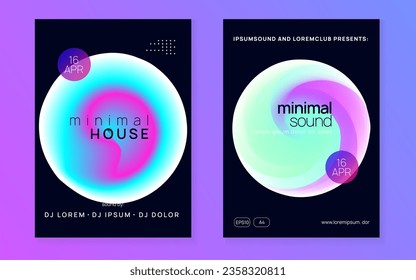 Trance Event. Graphic Background For Presentation Layout. Indie Effect For Cover. Bright Electronic Party. Neon And Discotheque Vector. Purple And Turquoise Trance Event