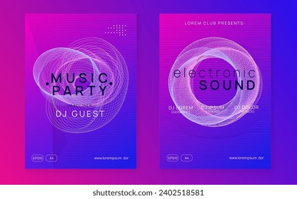 Trance event. Modern discotheque cover set. Dynamic gradient shape and line. Neon trance event flyer. Techno dj party. Electro dance music. Electronic sound. Club fest poster. 