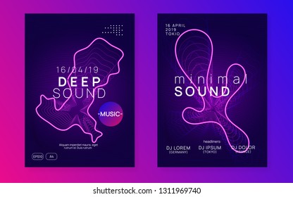 Trance event. Modern show magazine set. Dynamic gradient shape and line. Neon trance event flyer. Techno dj party. Electro dance music. Electronic sound. Club fest poster. 