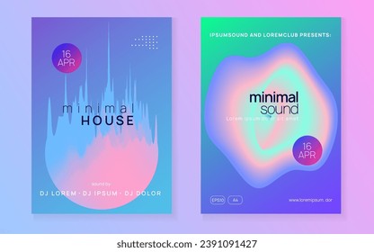 Trance Event. Modern Sound Poster. House And Exhibition Layout. Wave Art For Magazine. Elegant Pattern For Cover Template. Pink And Blue Trance Event