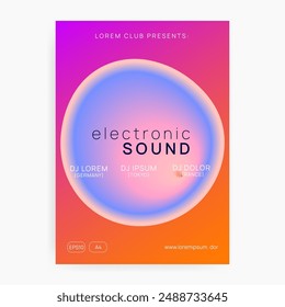 Trance Event. Wave Effect For Brochure. Wavy Disco Flyer. Dynamic Pattern For Magazine Shape. Music And Discotheque Vector. Pink And Blue Trance Event