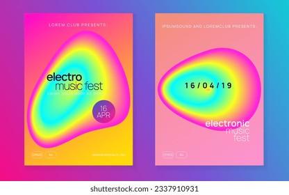Trance Fest. Gradient Background For Presentation Vector. Electronic And Carnival Design. Bright House Event. Modern Glitch For Magazine. Pink And Blue Trance Fest