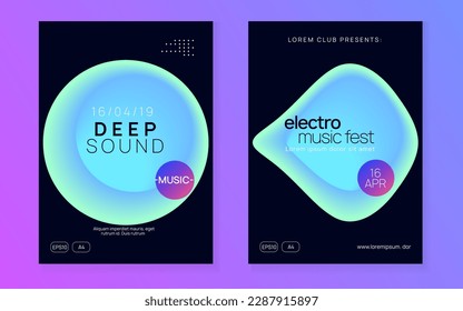 Trance Flyer. Creative Background For Invitation Design. Jazz Art For Brochure. Wavy House Event. Club And Discotheque Layout. Purple And Turquoise Trance Flyer