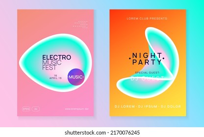 Trance Flyer. Electronic And Nightlife Design. Abstract Background For Set Vector. Bright Glitch For Brochure. Trendy Dance Fest. Pink And Turquoise Trance Flyer