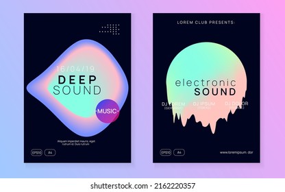 Trance Flyer. Jazz House Banner. Minimal Pattern For Cover Layout. Sound And Show Template. Modern Effect For Set. Pink And Blue Trance Flyer