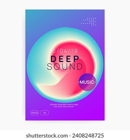 Trance Flyer. Linear Effect For Presentation. Music And Exhibition Vector. Futuristic Pattern For Invitation Design. Wavy Electro Fest. Pink And Blue Trance Flyer