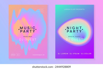 Trance Flyer. Linear Glitch For Invitation. Cool House Party. Abstract Background For Cover Vector. Sound And Show Layout. Pink And Blue Trance Flyer