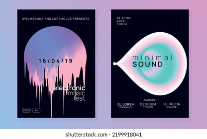 Trance Flyer. Modern Sound Party. Futuristic Pattern For Brochure Vector. Dance And Concert Concept. Trendy Effect For Cover. Black And Turquoise Trance Flyer