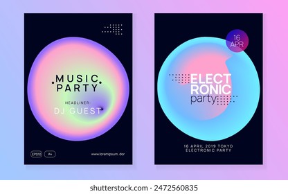 Trance Flyer. Wave Effect For Cover. Elegant Pattern For Invitation Concept. Electronic And Discotheque Layout. Fun Techno Event. Pink And Blue Trance Flyer