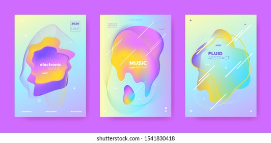Trance Music Poster. Abstract Gradient Blend. Night Club Event. Fluid Shape. Pink Dance Music Poster. Holographic Wave Gradient Blend. Night 3d Banner. Dj Sound. Electro Music Poster.