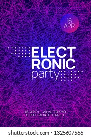 Trance party. Abstract concert cover concept. Dynamic gradient shape and line. Neon trance party flyer. Electro dance music. Electronic sound. Club dj poster. Techno fest event.